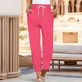 thumbnail image 2 of Womens Capri Joggers, Audhol Sweatpants for Women Pants Drawstring Casual Fashion Solid Color Cropped Pants Cropped Pants for Women Trendy Pink L, 2 of 5
