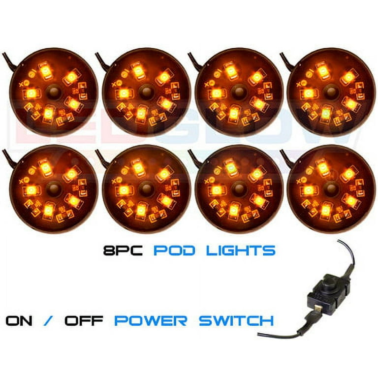 LEDGlow 8pc Orange LED Pod Motorcycle Lighting Kit