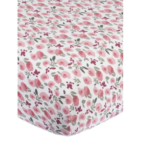 Modern Moments By Gerber Baby & Toddler Girl Ultra Soft Playard Sheet, Pink Roses, Unisex