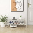 thumbnail image 2 of Quiqear Updated 2-Tier Shoe Rack, Stackable Bamboo Shoe Shelf, 9 Pairs Storage Organizer for Shoes, White, 2 of 8