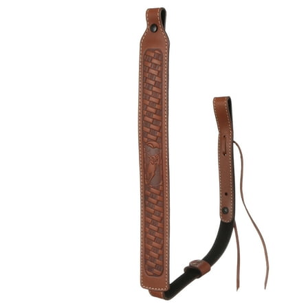 Saddle Mate Basket Weave Brown Leather Gun Rifle Sling with Basket Weave Imprint