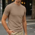 thumbnail image 2 of hoksml Men's Waffle Knit Short Sleeve Crew Neck T-Shirt, Slim Cut Solid Color Basic Tee for Daily Wear, Light Casual Top, 2 of 9