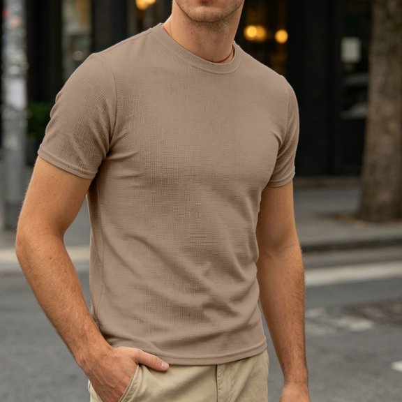 JOANKDMI Waffle Knit T-Shirts for Men Short Sleeve Casual Crew Neck Tops Lightweight Breathable Textured Basic Tees Everyday Comfort Fit Summer Activewear, M-5XL