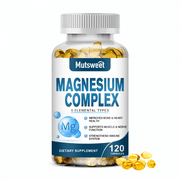 Mutsweet Magnesium Complex 500mg - Magnesium Citrate,Malate,Oxide,Taurate,Aspartate,Bisglycinate Chelate - Bone, Heart, Immune & Energy Support - 120 Capsules