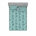 thumbnail image 2 of Ambesonne Nautical Fitted Sheet & Pillow Sham Set, Ship Wheel Anchor, Twinxl, Teal Beige, 2 of 3