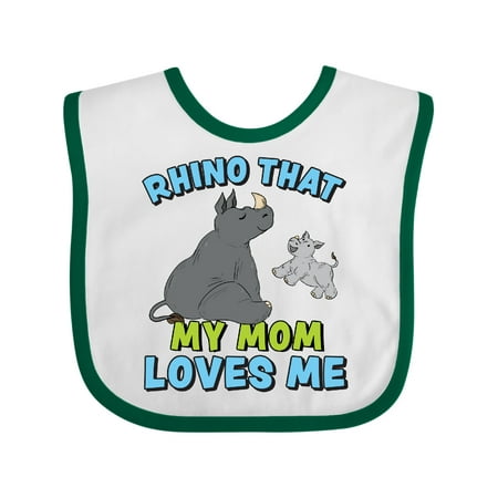 

Inktastic Rhino That My Mom Loves Me with Cute Rhinos Gift Baby Boy or Baby Girl Bib
