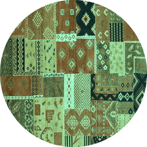 Ahgly Company Indoor Round Southwestern Turquoise Blue Country Area Rugs, 5' Round