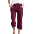 thumbnail image 2 of Women's Plus Size Striped Capris with Pockets and Elastic Waist Casual Wide Leg, 2 of 9