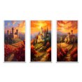 thumbnail image 2 of Designart "Beautiful Sunset over Old Castle in Italian Vineyard I" Castles Framed Wall Art Set Of 3 - Red Traditional Frame Gallery Set For Office Decor, 2 of 6