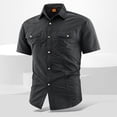 thumbnail image 2 of Short Sleeve Button Down Fishing Shirt for Men Regular Fit Nylon Work Shirt with Flap Pocket Work Utility Top for Men Size M-5XL Black, 2 of 5
