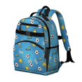 thumbnail image 2 of Football and Star Brightblue Pattern Cute School Backpack Bag for School with Padded Back and Adjustable Shoulder Straps 15.25"x11.5"x5.25", 2 of 5