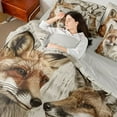 thumbnail image 4 of Feelyou Farmhouse Deer Fox Bedding Comforter Set 7 Pieces, Rustic Jungle Wildlife Full Bedding Set, Leaf Branches Plant Reversible Fitted Sheet Flat Sheet, Luxury Bedroom Decor, 4 of 8