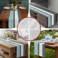 thumbnail image 5 of Burlap Table Runner 90 Inches Long, Morocco Plaid Teal Stripes Non-Slip Kitchen Table Runners for Dining Room Everyday Use Party Table Decorations Abstract Geometric Stitching, 5 of 9