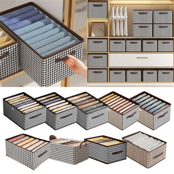 1X Storage Box Foldable Jeans Organizer for Closet Wardrobe Jeans Storage Box With Extra Large Grid Upgraded Wardrobe Clothing Storage Box With Handle Sturdy Foldable Clothing Storage Box