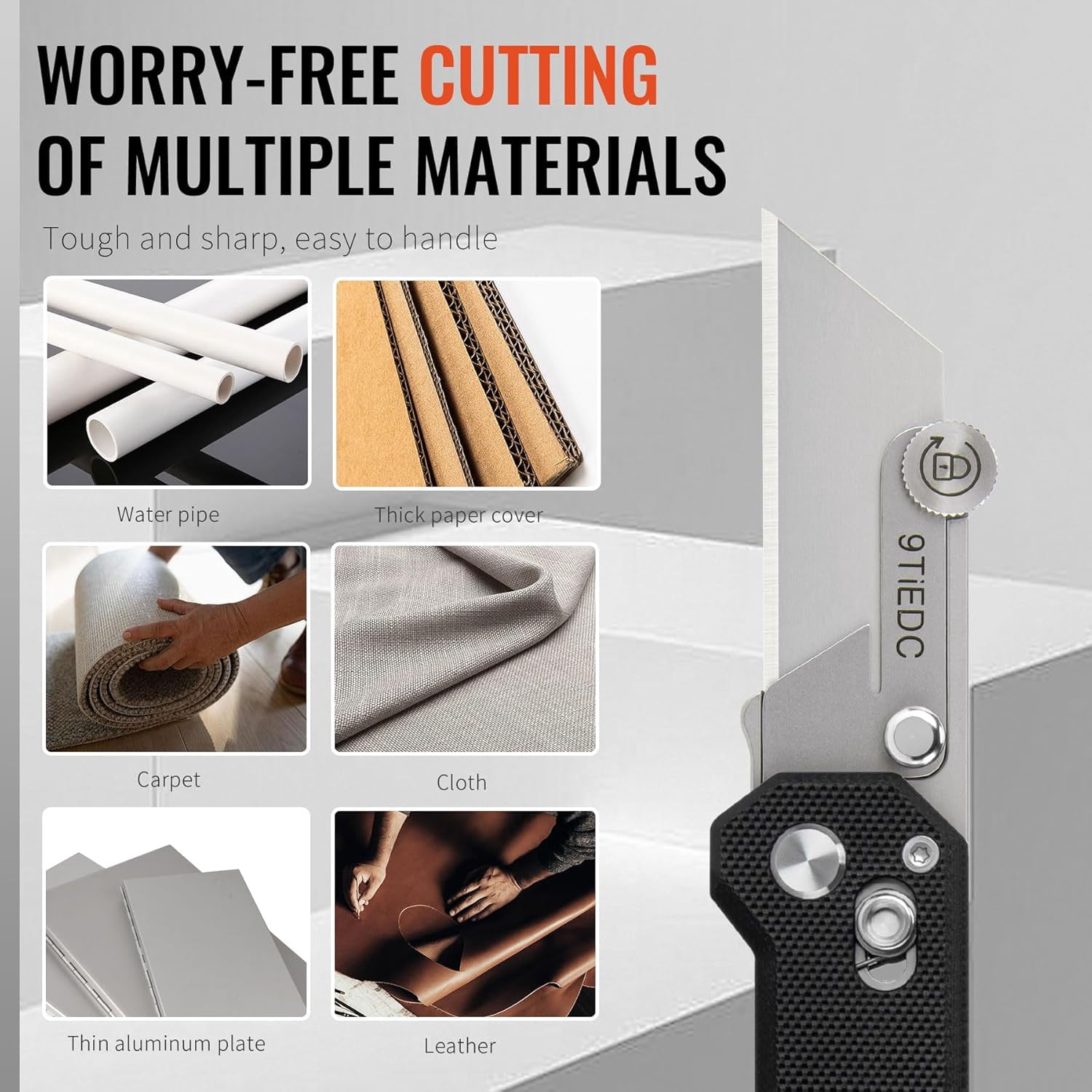 SONGAUN Folding Utility Knife,G10 Handle Heavy Duty Safety Box Cutter,Razor Knife & EDC Pocket Knife with Extra 10PC Blades,Perfect for Household Tools,Office,Factory,Outdoor Use.