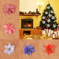 5/24PCS Glitter Artificial Poinsettia Christmas Tree Ornament Home