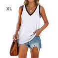 thumbnail image 3 of Qarigey Camiseta sin mangas con cuello en V para mujer Camiseta sin mangas de color casual para mujer Camiseta sin mangas con bloque en V Prendas para la parte del cuerpo Blanco SG Qarigey AP002686-19, 3 of 6