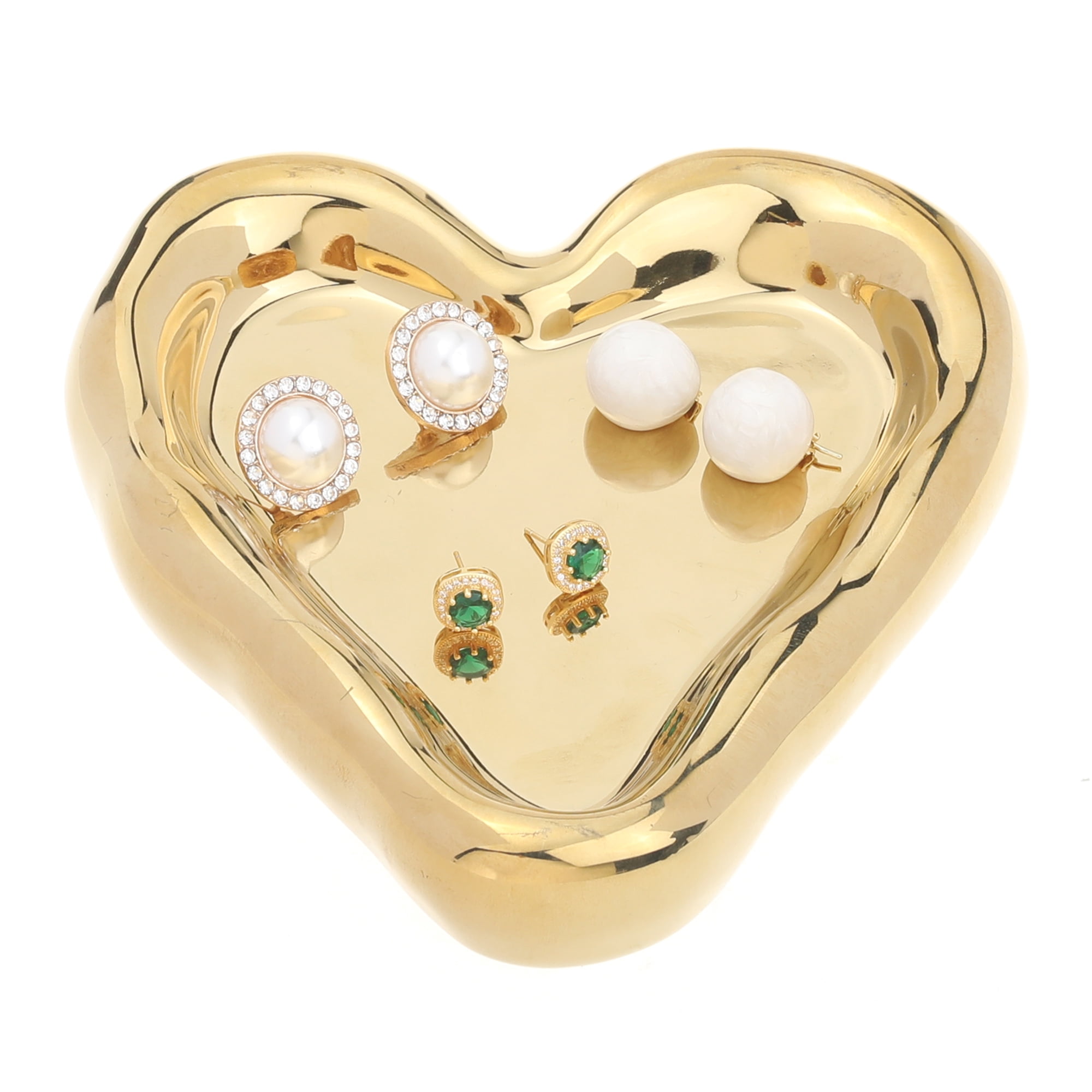 Unique Bargains Ceramic Jewelry Tray Decorative Trinket Dish Organizing Jewelry Boxes Gold