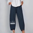 thumbnail image 2 of Linen Capri Pants for Women Palazzo Lounge Pants Lightweight Summer Cropped Harem Pants Capris Sweatpants Trousers, 2 of 4