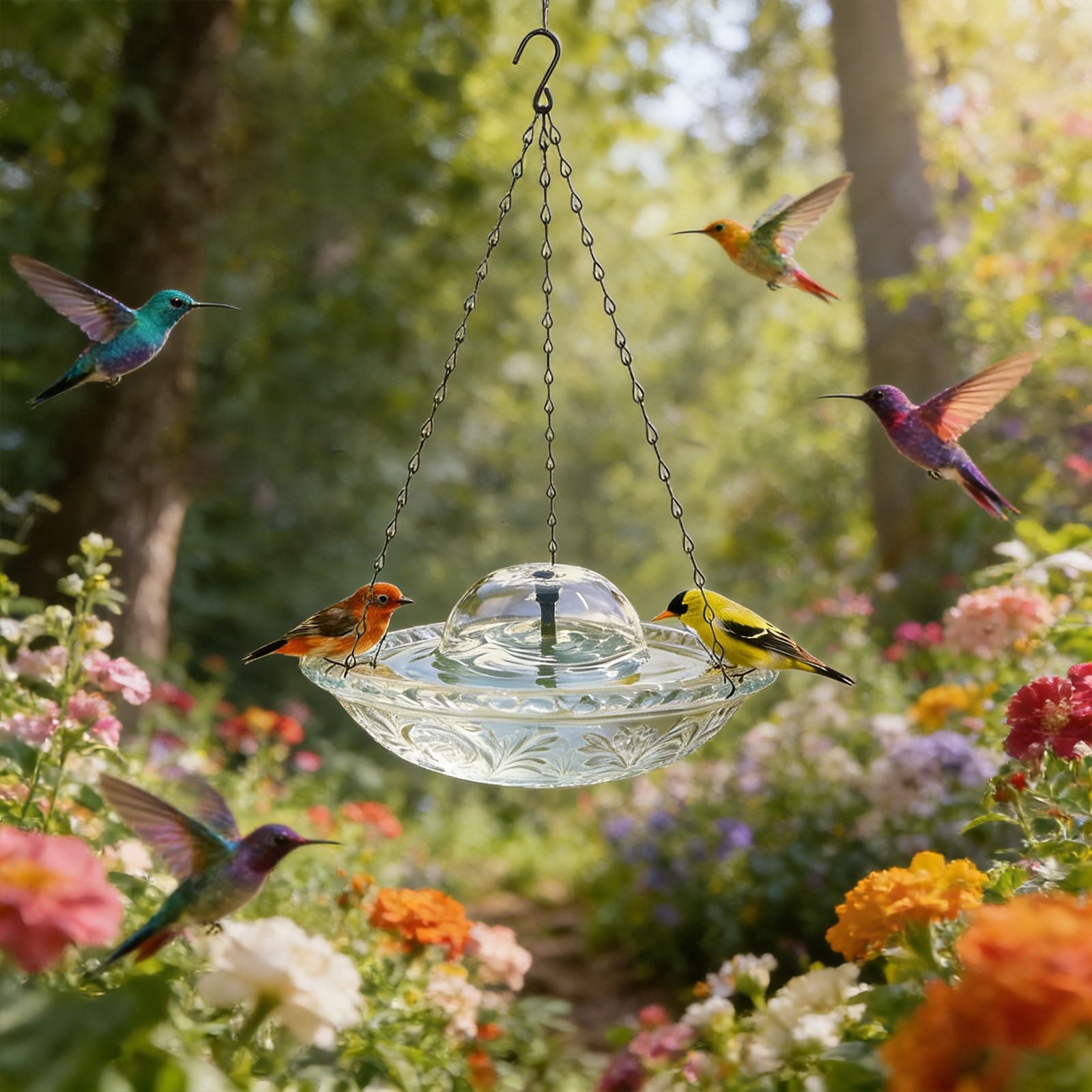 Usb-Powered Outdoor Garden Bird Bath