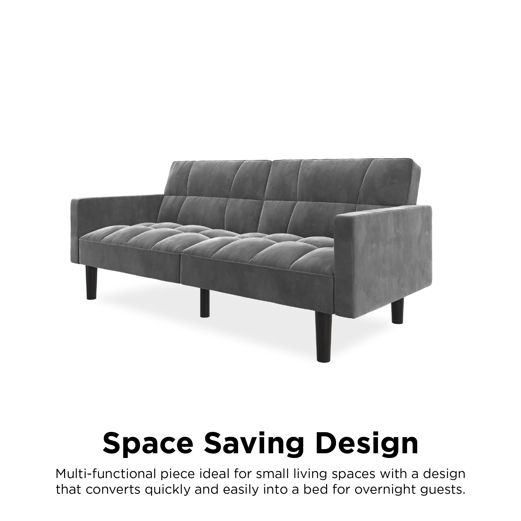 DHP, Harper Convertible Sofa Sleeper Futon with Arms, Grey Microfiber - image 4 of 15
