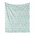 thumbnail image 1 of Flower Soft Flannel Fleece Throw Blanket, Pattern with Flower Stems Blooming Springtime Simple Design Art Print, Cozy Plush for Indoor and Outdoor Use, 70" x 90", Pale Blue Teal White, by Ambesonne, 1 of 5