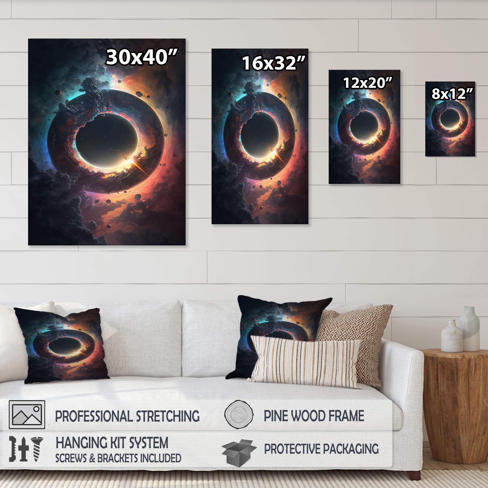 Designart Deep Space Planet Fusion VI Canvas Wall Art