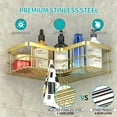thumbnail image 2 of stusgo Corner Shower Caddy, Adhesive Shower Shelves No Drilling [2-Pack], Rustproof Stainless Steel Bathroom Shower Organizer with 8 Hooks, Shower Shelf for Inside Shower (Gold), 2 of 7