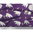 thumbnail image 2 of Soimoi Purple Heavy Satin Fabric Falling Star & Polar Bear Animal Print Sewing Fabric Yard 54 Inch Wide, 2 of 3