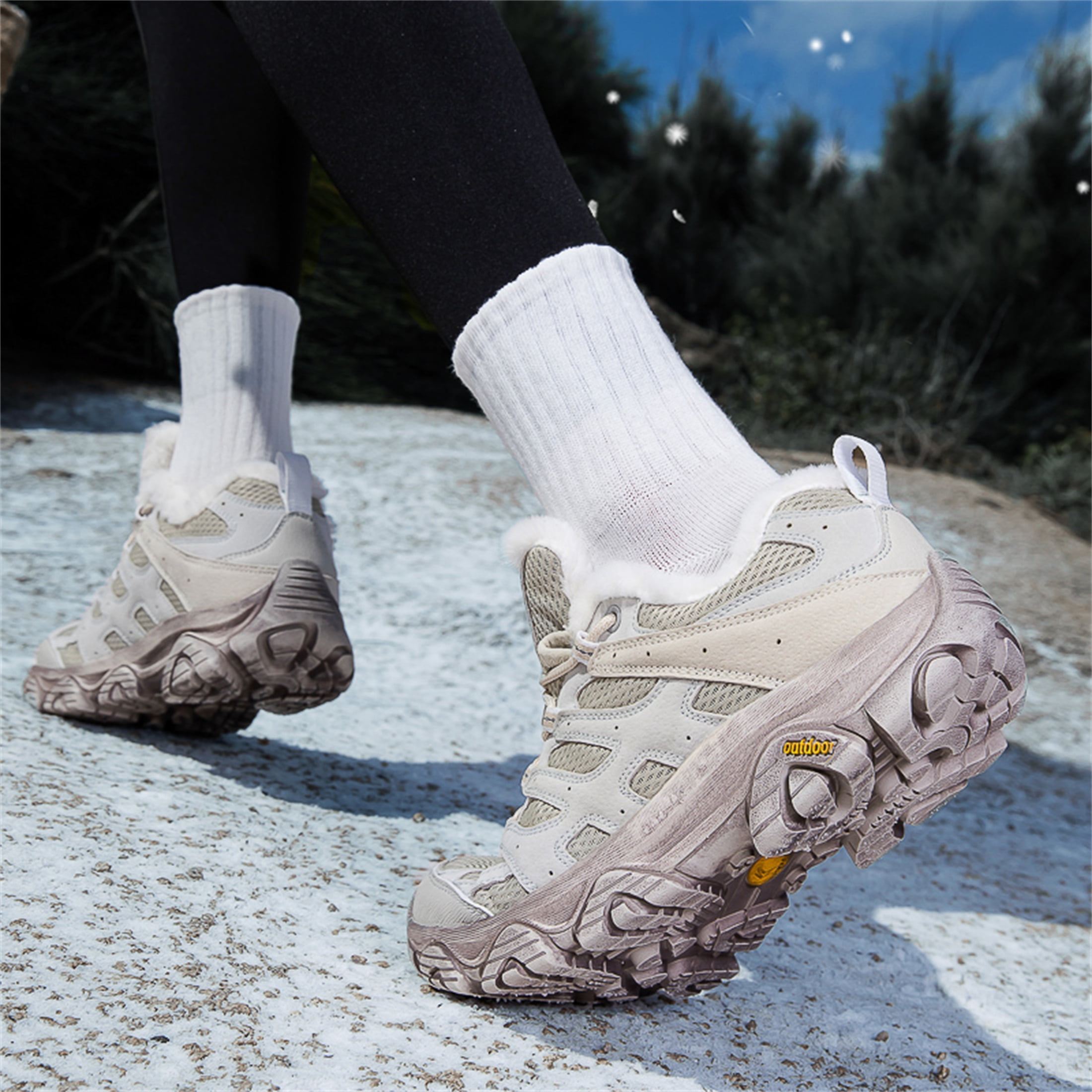 YOURDIARY Womens Mens Winter Hiking Shoes Comfortable Warm Walking Shoes