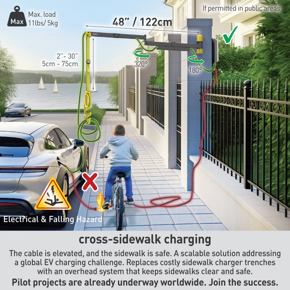 48” / 122cm Protective EV Charging Cable Wall Arm