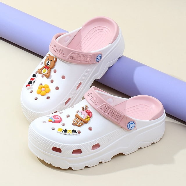 Zapatos de tacón alto antideslizantes con agujeros, Sandalias de playa para el hogar, zapatillas de suela gruesa para Mujer Qiuyongming unisex