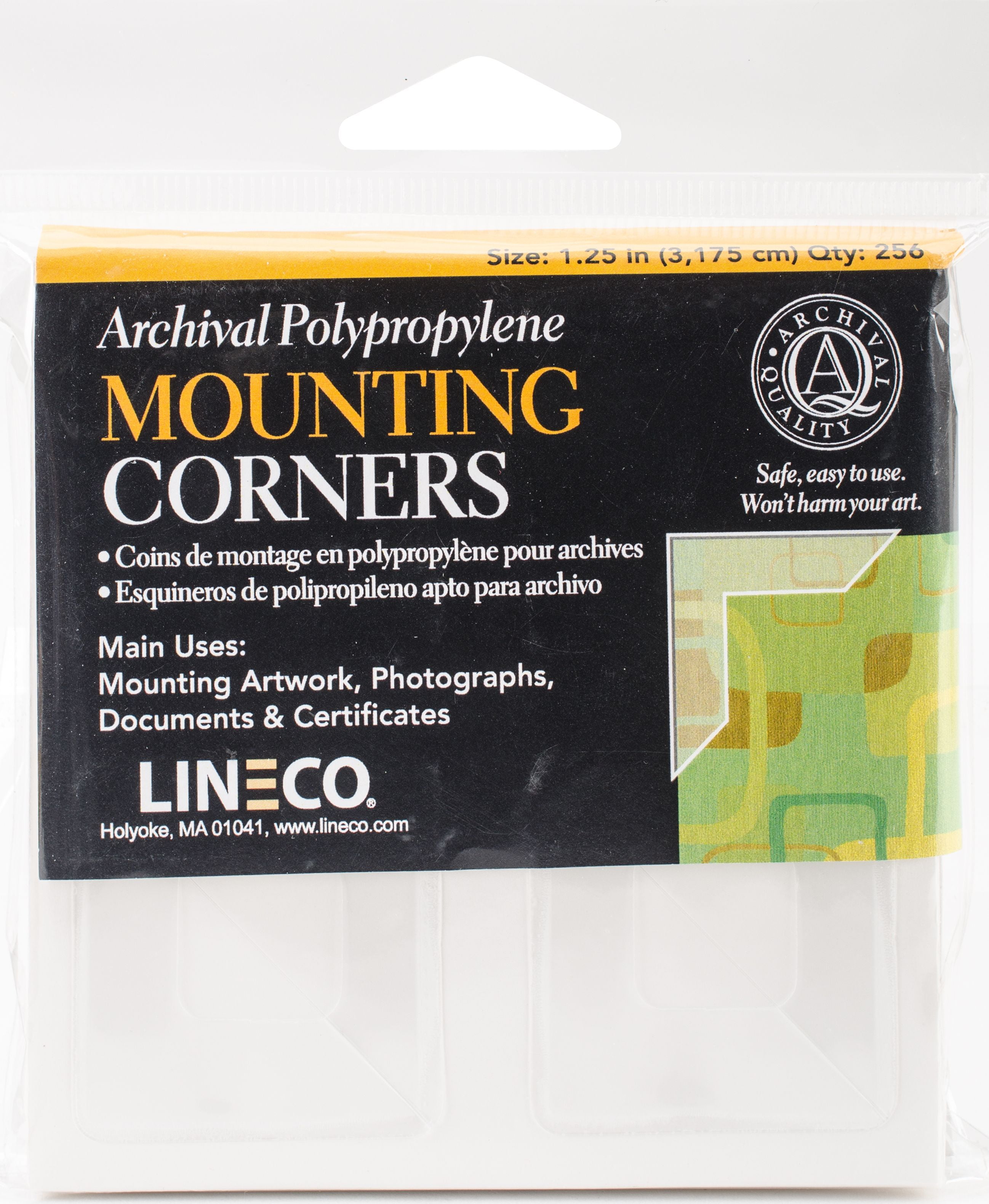 Polypropylene Photo Mounting Corners 256/PkgClear Full View 1.25