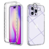 NIFFPD Crystal Clear iPhone 14 Pro Case with Screen Protector Camera Lens Protector Yellowing-Resistant Shockproof Protective Phone Case for iPhone 14 Pro 6.1"
