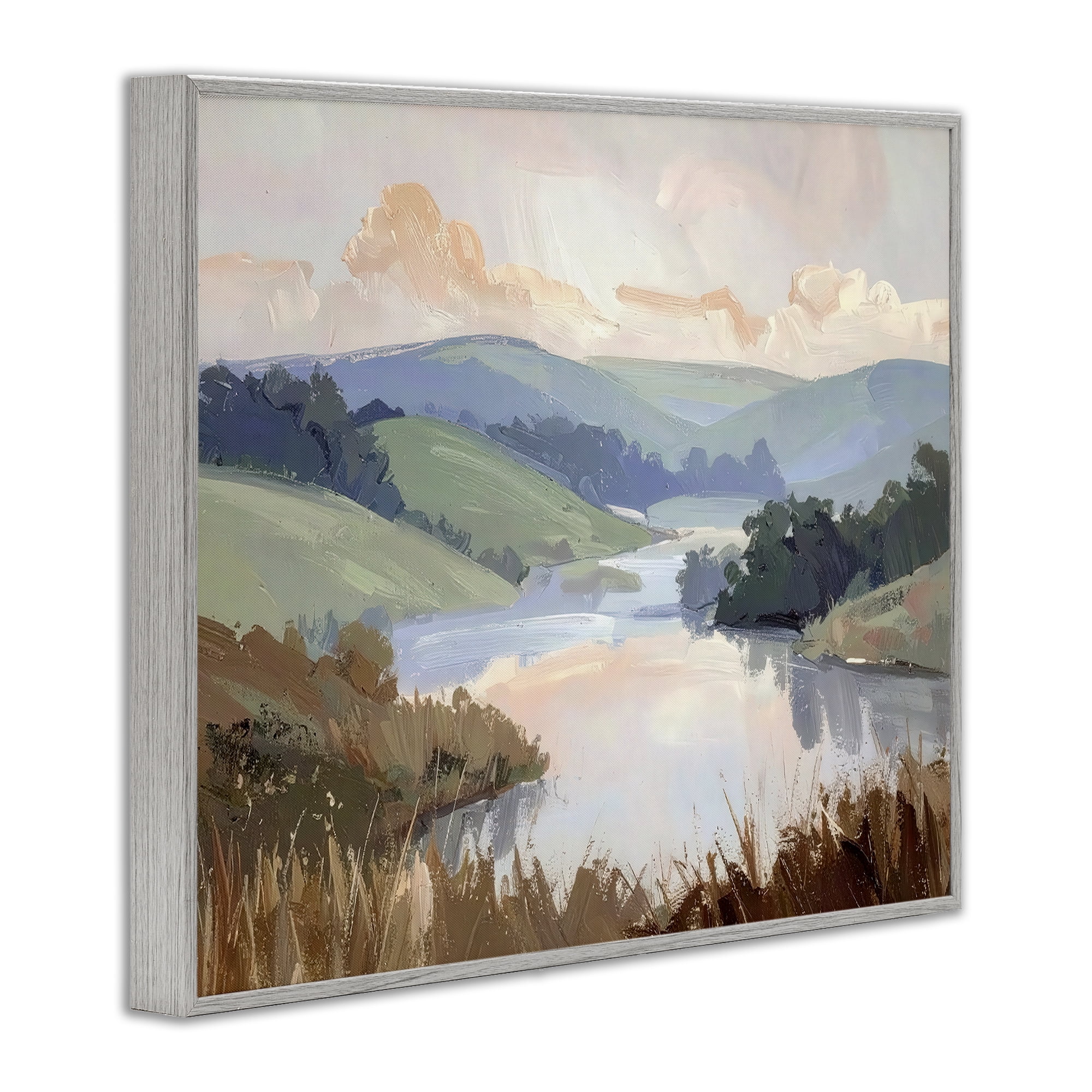 Stupell Industries Muted Distant Mountains Gray Framed Giclee Art, design by Alonza Saunders