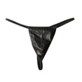 thumbnail image 2 of ZQUUVOU Men's T Back Briefs Solid Color Faux Leather Low Underwear (Black,S), 2 of 9