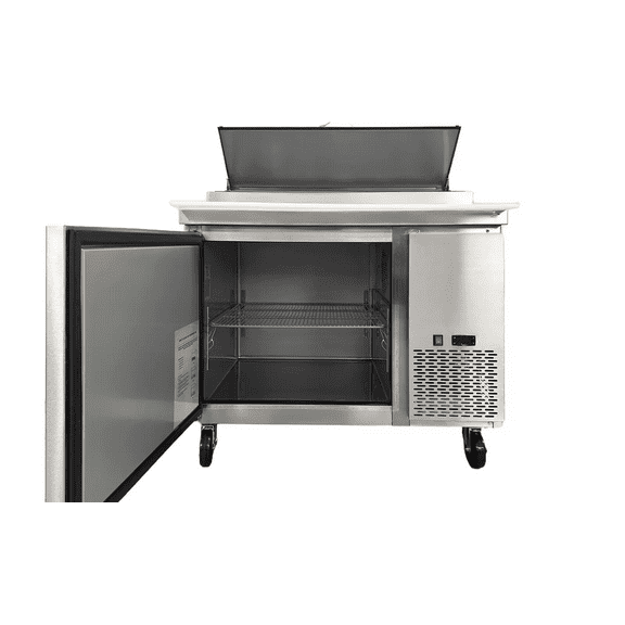 45 in. Refrigerated Pizza Prep Table Cooler with 9.9 Cu. Ft. Commercial Worktable Refrigerator in Stainless Steel, NSF certified