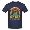 thumbnail image 5 of Leveling Up To Big Bro Again Cotton T-Shirt Navy Blue Small, 5 of 5