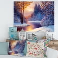 thumbnail image 2 of Designart ' Dark Blue Silhouettes of Trees With Winding River ' Lake House Canvas Wall Art Print, 2 of 4