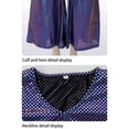 thumbnail image 2 of Shiny Stage Performance Costume, 70s Disco Metallic Shiny Two Piece Outfit, Bell Sleeve V Neck Top & Flare Pants for Halloween Retro Party Cosplay, Multi Color Glossy Costume Set, Rose Gold L, 2 of 5