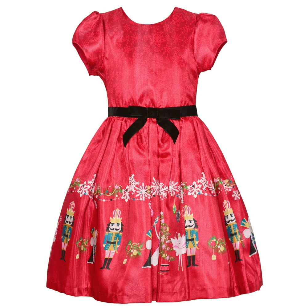 Bonnie Jean Girls Red Nutcracker Black Velvet Sash Christmas Dress