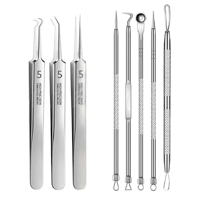 Blackhead Acne Clip Comedone Pimple Extractor Remover Tweezer Skin Care Tools Set
