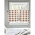 thumbnail image 5 of Brown Checkered Tier Curtains 24 Inch Length, Sheer Curtains for Bedroom Living Room Window, Farmhouse Buffalo Plaid Rod Pocket Voile Drapes Kitchen Curtains Small Half Window 27.5"x24" 2 Panels, 5 of 7