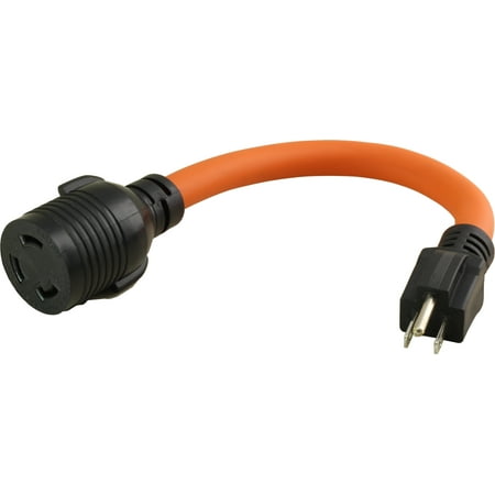 - AC WORKS 1FT STW 10/3 NEMA 5-15P 15Amp Household Plug to NEMA L5-30R 30Amp Locking Female Connector Adapter cord - Default Title