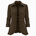 thumbnail image 5 of uublik Womens Lightweight Jackets Brown Outdoor Open Front Casual Ruffled Lapel Collar Fall Winter Coat, 5 of 7