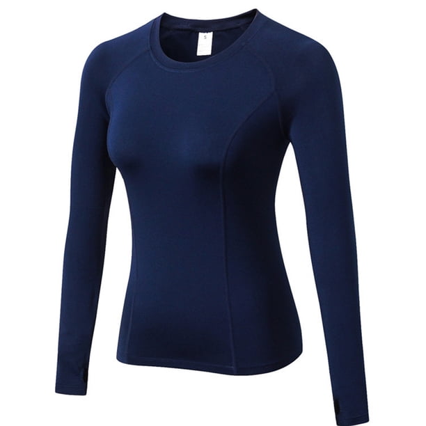 Guardurnaity Camiseta con cuello redondo, ropa interior térmica básica, camisetas cálidas de manga larga, camiseta transpirable, ropa térmica Prendas para la parte del cuerpo Azul oscuro S