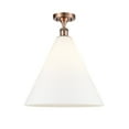 thumbnail image 3 of Innovations Lighting  Berkshire Glass- 1 Light 16" Semi-Flush Mount Antique Copper/Matte White, 3 of 5