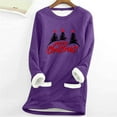 thumbnail image 2 of Chrismas Sweaters Womens Long Tops for Leggings with Pockets Sherpa Lined Xmas Print Crewneck Pullover Tunics (M, Purple), 2 of 6