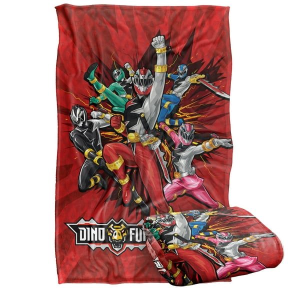 Power Rangers: Dino Fury Blanket, 36'x58' Group Attack Silky Touch Super Soft Throw Blanket