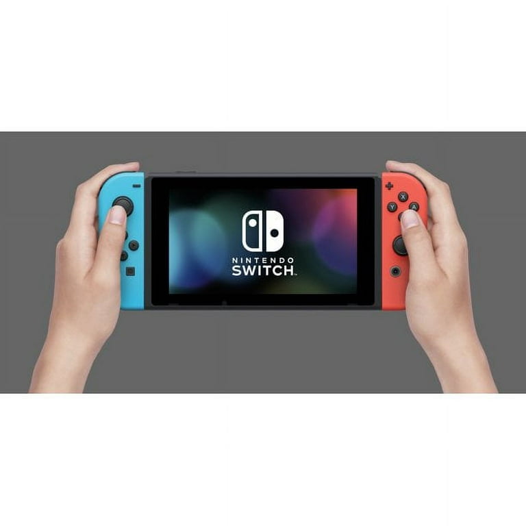 Console Nintendo Switch avec Joy-Con bleu néon et Joy-Con rouge